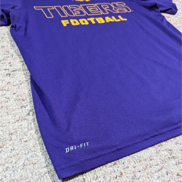 Nike Dri-Fit LSU Tigers Football Shirt Mens SMALL Purple Eye of the Tiger Logo - Picture 2 of 7